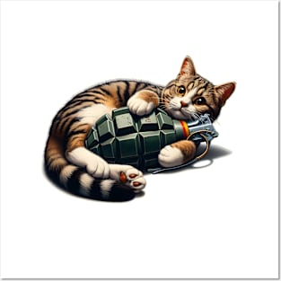 Cat and Grenade Posters and Art